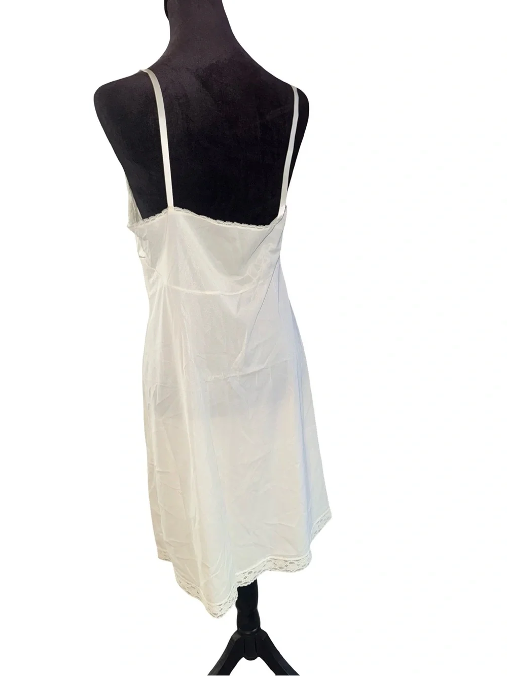 Vintage Vanity Fair Slip White ivory‎ Lace Trim Size 36 made in USA